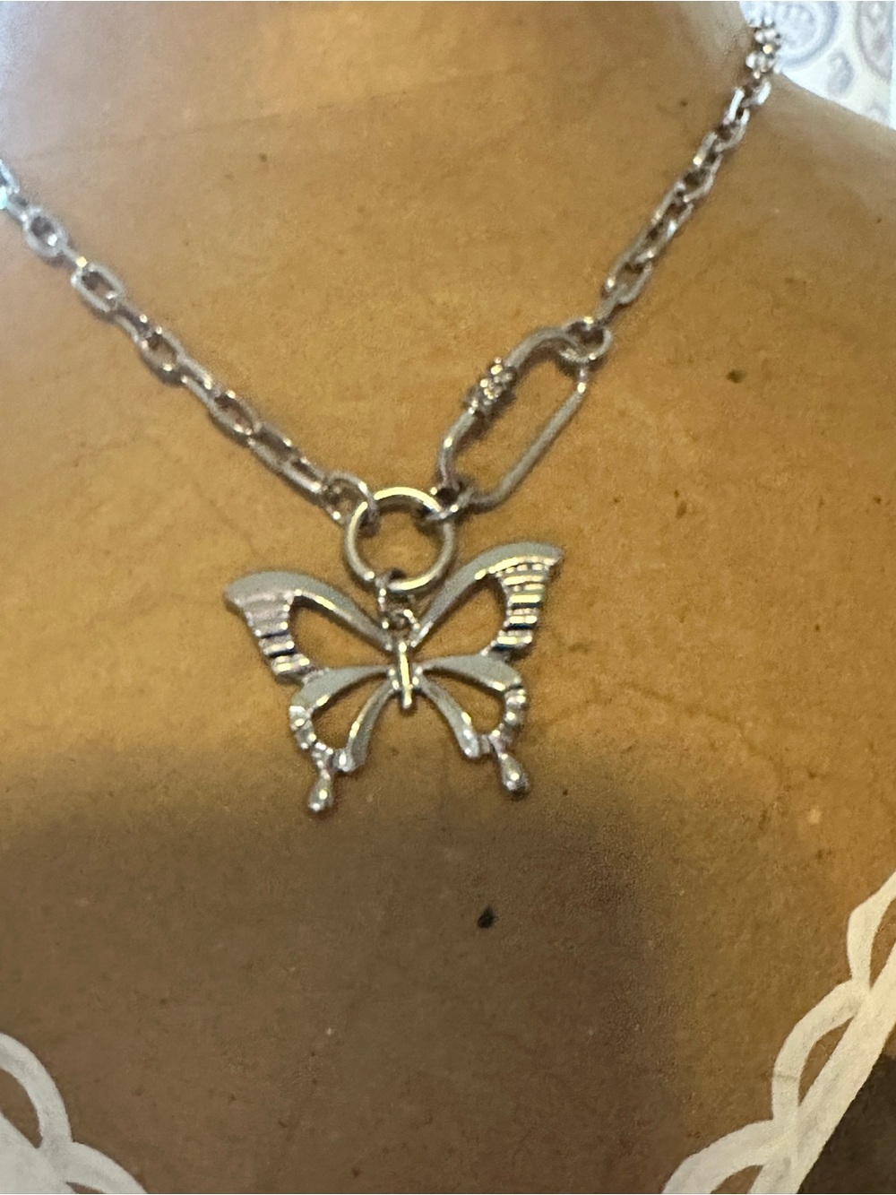 Butterfly Dsigns Silver Butterfly Charm Necklace